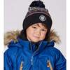 Lined Knit Winter Hat with Pompom, Taupe and Navy - Winter Hats - 4
