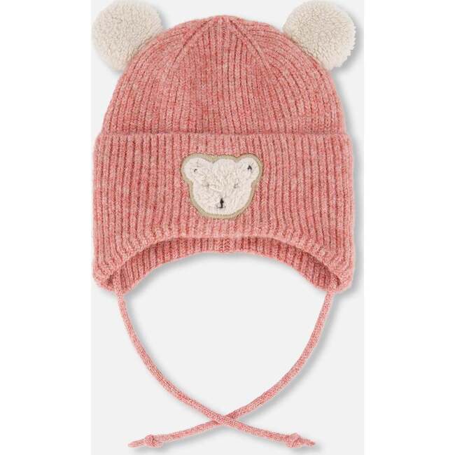 Lined Baby Winter Knit Hat with Ear Flaps, Dusty Pink