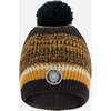 Lined Knit Pompom Hat, Black and Brown - Winter Hats - 1 - thumbnail