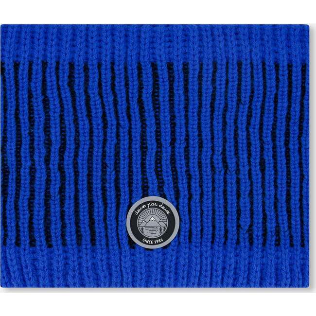 Lined Knit Neckwarmer, Black and Blue