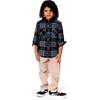 Long Sleeve Hooded Flannel Shirt, Blue and Black - Sweatshirts - 4