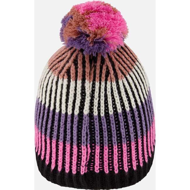 Lined Knit Pompom Hat, Pink and Purple and Black - Winter Hats - 3