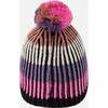 Lined Knit Pompom Hat, Pink and Purple and Black - Winter Hats - 3