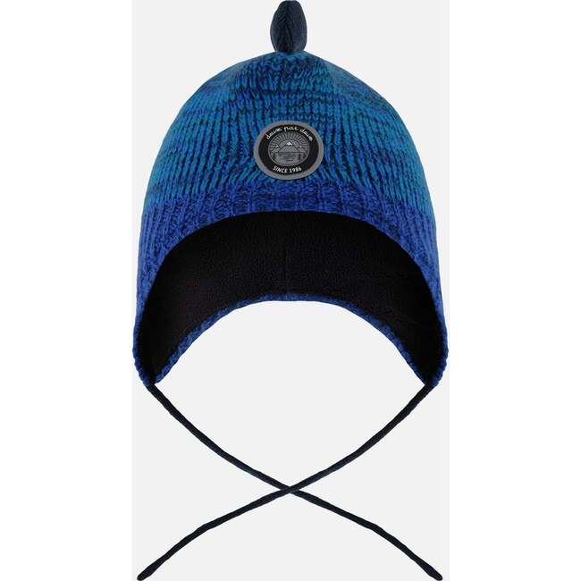 Lined Dino Peruvian Knit Winter Hat with Pompom, Blue