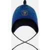 Lined Dino Peruvian Knit Winter Hat with Pompom, Blue - Winter Hats - 1 - thumbnail