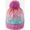 Lined Knit Pompom Hat, Pink, Orange and Turquoise - Winter Hats - 3