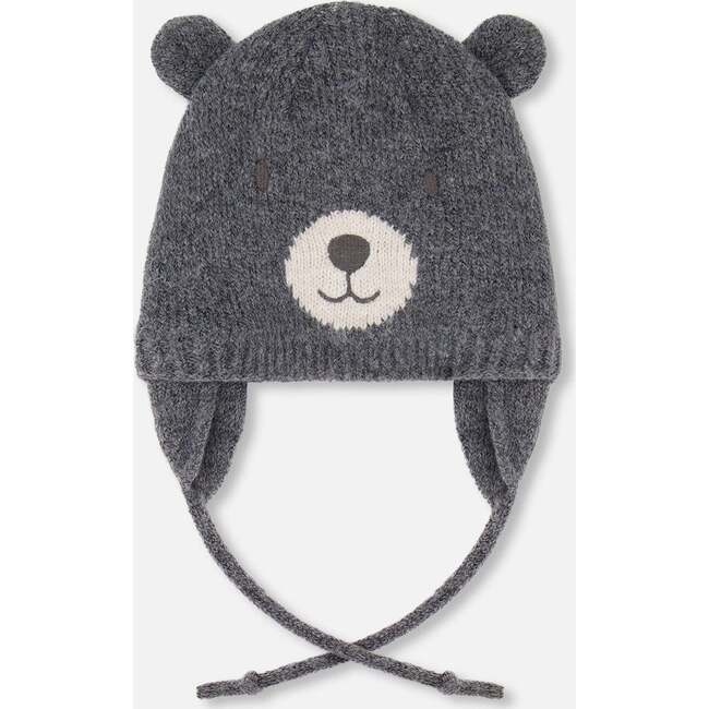 Lined Knit Hat with Ears, Gray