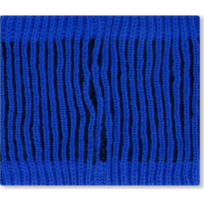 Lined Knit Neckwarmer, Black and Blue - Scarves - 2