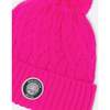 Lined Knit Pompom Hat, Fuchsia - Winter Hats - 3