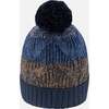 Lined Knit Pompom Hat, Taupe and Navy - Winter Hats - 4