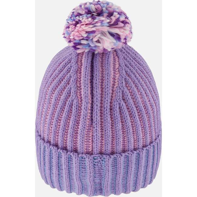 Lined Knit Pompom Hat, Blue, Purple and Pink - Winter Hats - 3
