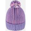 Lined Knit Pompom Hat, Blue, Purple and Pink - Winter Hats - 3