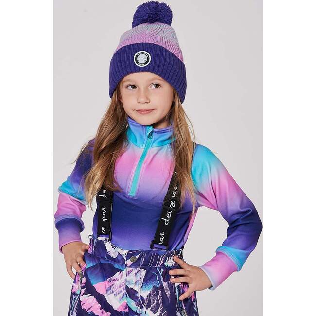 Lined Knit Pompom Hat Purple and Pink, Mauve and Pink - Winter Hats - 3