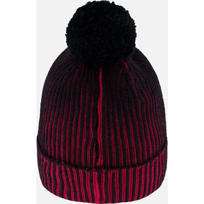 Lined Knit Pompom Hat, Red and Black - Winter Hats - 3
