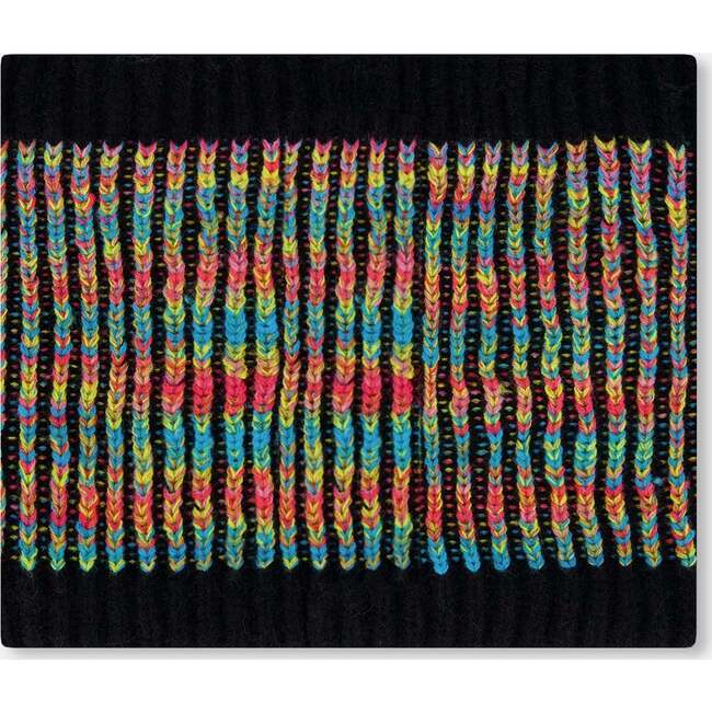 Lined Knit Neckwarmer, Black and Multicolor - Scarves - 2