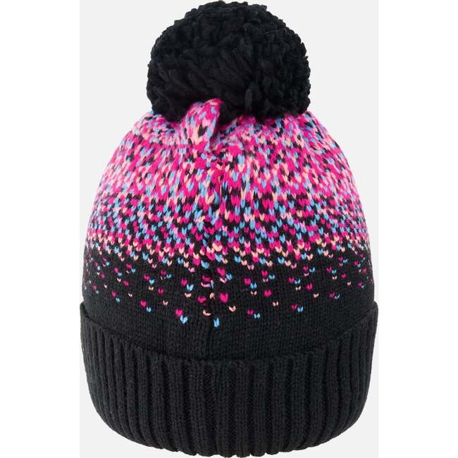 Lined Knit Pompom Hat, Black and Pink - Winter Hats - 2