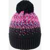 Lined Knit Pompom Hat, Black and Pink - Winter Hats - 2