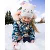 Lined Knit Hat with Ears, Off-White and Pink - Winter Hats - 2