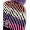 Lined Knit Pompom Hat, Pink and Purple and Black - Winter Hats - 4