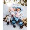 Lined Knit Hat with Ears, Off-White and Blue - Winter Hats - 2