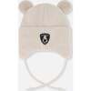 Lined Baby Winter Knit Hat with Ear Flaps, Off-White - Winter Hats - 3