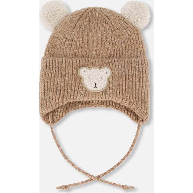 Lined Baby Winter Knit Hat with Ear Flaps, Brown