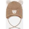Lined Baby Winter Knit Hat with Ear Flaps, Brown - Winter Hats - 1 - thumbnail