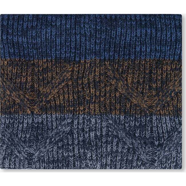 Lined Knit Neckwarmer, Taupe and Navy - Scarves - 3