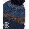 Lined Knit Pompom Hat, Taupe and Navy - Winter Hats - 5