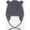 Lined Knit Hat with Ears, Gray - Winter Hats - 3