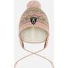 Lined Baby Knit Pompom Hat with Ear Flaps, Dusty Pink - Winter Hats - 1 - thumbnail