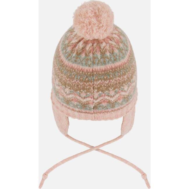Lined Baby Knit Pompom Hat with Ear Flaps, Dusty Pink - Winter Hats - 2