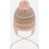 Lined Baby Knit Pompom Hat with Ear Flaps, Dusty Pink - Winter Hats - 2
