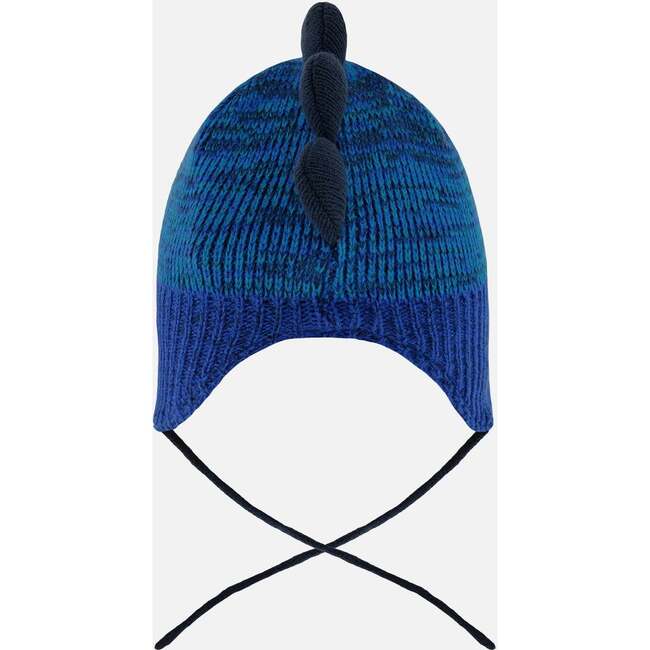 Lined Dino Peruvian Knit Winter Hat with Pompom, Blue - Winter Hats - 4