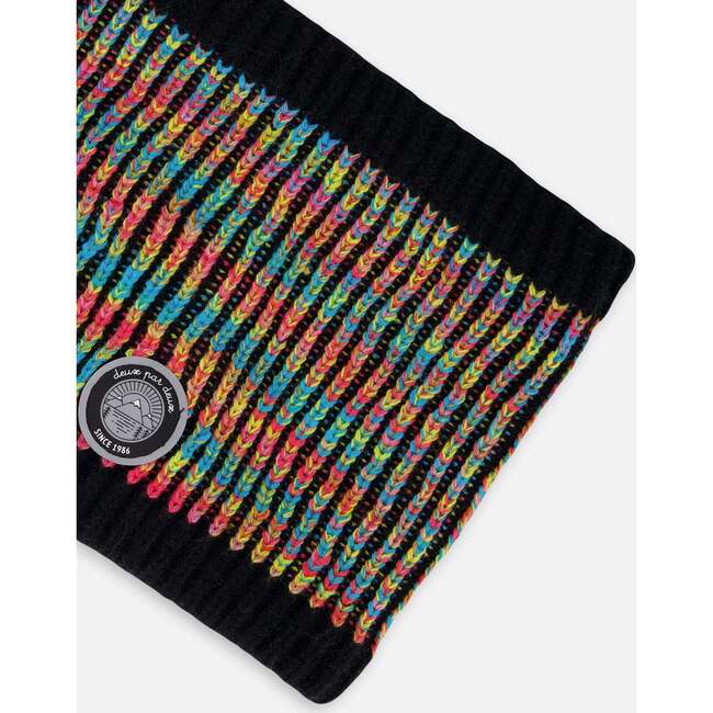 Lined Knit Neckwarmer, Black and Multicolor - Scarves - 3