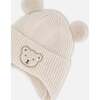 Lined Baby Winter Knit Hat with Ear Flaps, Off-White - Winter Hats - 4