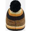 Lined Knit Pompom Hat, Black and Brown - Winter Hats - 3