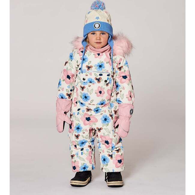 Lined Knit Hat with Ears, Off-White and Blue - Winter Hats - 3