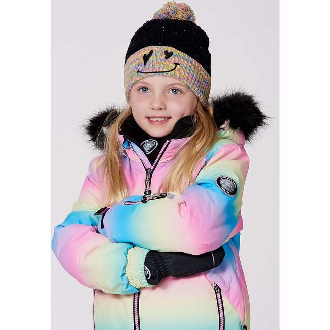 Lined Knit Hat with Pompom Black and Multicolor, Multicolored - Winter Hats - 3