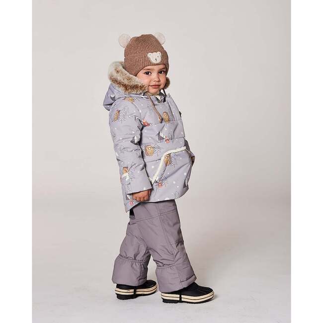 Lined Baby Winter Knit Hat with Ear Flaps, Brown - Winter Hats - 3