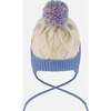 Lined Knit Hat with Ears, Off-White and Blue - Winter Hats - 4
