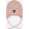 Lined Baby Knit Hat with Ears and Strings, Dusty Pink - Winter Hats - 1 - thumbnail