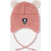 Lined Baby Winter Knit Hat with Ear Flaps, Dusty Pink - Winter Hats - 4