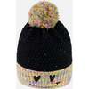 Lined Knit Hat with Pompom Black and Multicolor, Multicolored - Winter Hats - 4