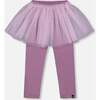 Leggings with Tulle Skirt, Purple Gray - Leggings - 1 - thumbnail