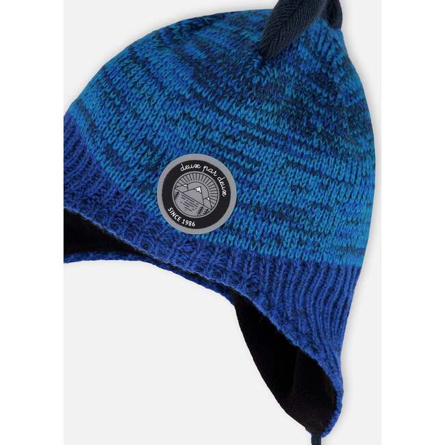 Lined Dino Peruvian Knit Winter Hat with Pompom, Blue - Winter Hats - 5