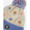 Lined Knit Hat with Ears, Off-White and Blue - Winter Hats - 5