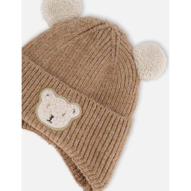 Lined Baby Winter Knit Hat with Ear Flaps, Brown - Winter Hats - 5