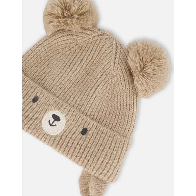 Lined Baby Knit Hat with Pompoms, Chanterelle - Winter Hats - 3