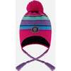 Lined Peruvian Knit Pompom Hat, Pink and Multicolor - Winter Hats - 1 - thumbnail